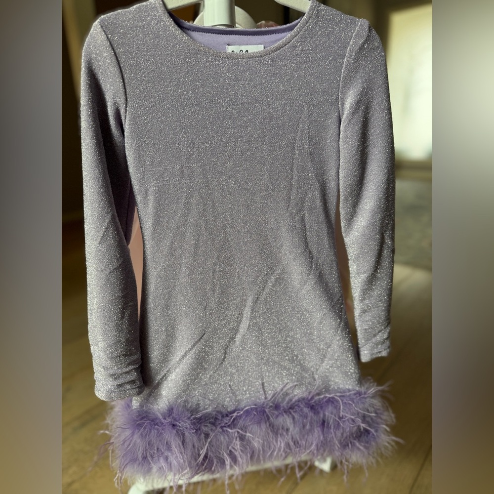 Lola + The Boys Lavender Shimmer Feather Deess